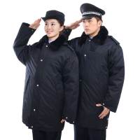保安服军大衣 冬装男棉衣防寒服加长加厚棉服棉袄