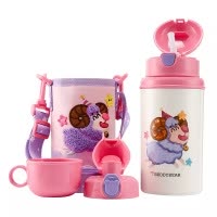 杯具熊 beddybear 母婴幼儿童 316不锈钢大容量两盖保温壶便携式背带宝宝水杯直饮吸管两用杯学饮杯三盖款-白羊座