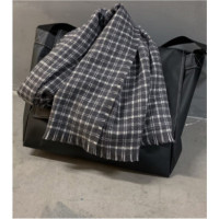 冬季新款格子保暖围脖 毛线港风复古 防寒学生加厚围巾 黑色款