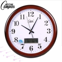 康巴丝(Compas) ZLH 康巴丝静音大钟表简洁LCD显示大钟表办公室客厅石英钟 带日历