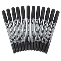 齐心12支装黑色速干防水小双头油性记号笔 办公文具 MK804