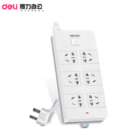 得力(deli)18264接线板新国标6位组合孔10米 大孔距总控开关插座/插排/插线板/接线板/排插/拖线板 白色