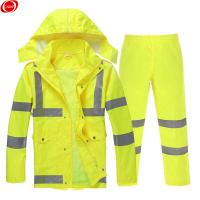 谋福CNMF 8010防护雨衣 荧光黄分体交警雨衣雨裤服装套装交通执勤雨衣骑行雨衣 荧光黄分体(单独上衣) L 165