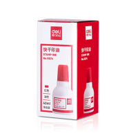 得力(deli)40ml财务印章快干清洁印油印泥 红色9874 12瓶装