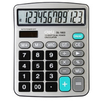 得力(deli) 1653 双电源宽屏办公桌面计算器 财务计算机 银白色