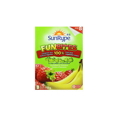 [果味充足不粘牙]SunRype 桑蕊 香蕉草莓味水果粒辅食 8袋盒装