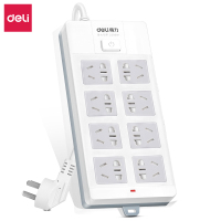 得力(deli)18248-03新国标8位3米大孔距总控开关插座/插排/插线板/接线板/排插/拖线板 白色