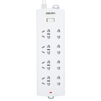 得力(deli)3993 过载保护 8位孔3米 大孔距总控开关插座/插排/插线板/排插新国标 白色