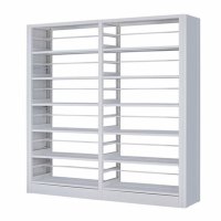 麦格尚 钢制书架MGS-GSJ-M001 钢制铁皮图书馆书架 阅览室陈列展示架 书店学校图书室书架 灰白色