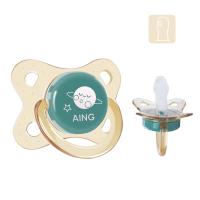 爱音(Aing)安抚奶嘴 宝宝牙胶婴儿硅胶磨牙棒咬牙棒安慰奶嘴6月以上 蝴蝶款蓝色