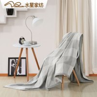 J水星家纺MERCURY 全棉色纺纱布毯卡瑞维尔纯棉沙发盖毯床上用品毛毯 灰色 1.5*2.0m