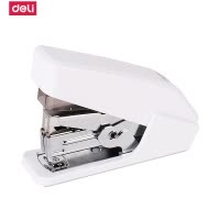 得力(deli)0467白色省力订书机 中号省力型订书机 一指按压订书器 办公用品学生轻松装订20页 2个
