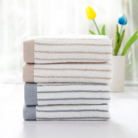 洁丽雅(grace)6450毛巾 经典条纹系列纯棉强吸水毛巾绣花印字 蓝棕各一条