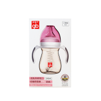 好孩子母乳实感宽口径握把吸管PPSU奶瓶小饿魔系列240ml-粉红*12