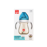 好孩子母乳实感宽口径握把吸管PPSU奶瓶小饿魔系列240ml-粉蓝*12