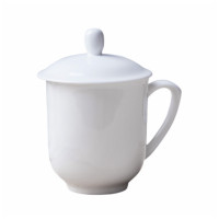 陶相惠骨瓷盖杯 400ml 纯白茶杯
