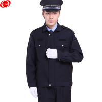 谋福 9660 保安秋执勤服黑色保安服 春秋款酒店物业保安制服服装 门卫工作服男女款 (经典执勤套装-160)