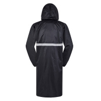 丛林狐黑色长款连体风衣式雨衣男女户外保安执勤站岗建筑工地徒步登山垂钓钓鱼劳保骑行雨衣雨披