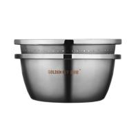 金钥匙(GOLDEN KEY)304不锈钢 菜盆味斗两件套多用调料盆(和面洗菜拌沙拉腌肉)GK-T200B4