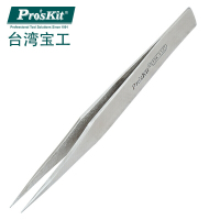 宝工 镊子不锈钢防磁特尖 圆尖 弯尖 长尖镊子 1PK-112T 圆尖镊子128mm