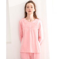 红豆居家(Hodohome)春夏家居服套装女士全棉简约舒适圆领长袖家居服睡衣套装