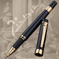 毕加索(pimio)宝珠笔签字笔男士商务成人学生用0.5mm罗马情缘系列917亮黑金夹