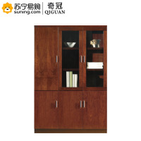 奇冠 三门书柜 1200*400*2000 QG-D0007 现代简约实木文件柜
