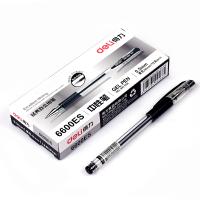 得力6600 中性笔0.5签字碳素笔办公用品水性笔黑色 10支装