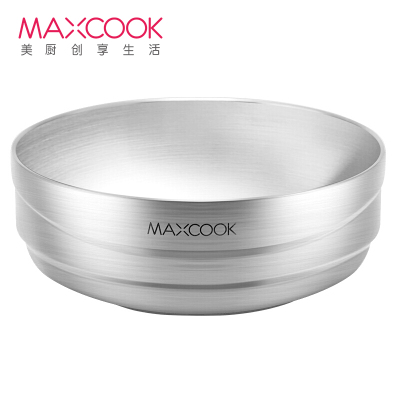 美厨(maxcook)304不锈钢碗 加厚大汤碗双层隔热 餐具面碗20CM MCWA745