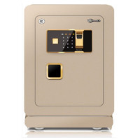 虎翔保险柜指纹加厚重全钢展示柜商用3c认证大型办公家用高60cm指纹防盗密码3C保险箱 卡其色