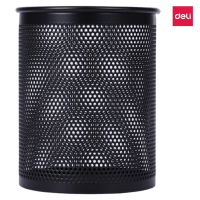 得力(deli) 909 密集金属网纹圆形笔筒 创意桌面收纳盒 909 黑色