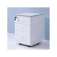 移动办公柜子文件柜矮柜资料柜床头三抽屉活动柜木质带锁 尺寸400x400x600mm(含轮高45mm) 白色