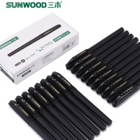 三木(SUNWOOD)三木中性笔办公用水笔碳素笔芯黑色0.5mm弹簧头签字笔圆珠笔黑笔学生学习办公用品12支