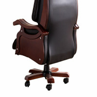 英飞利牛皮电脑椅老板椅书房椅人体工学椅转椅办公椅-黑色