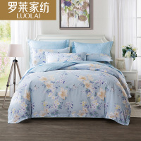 罗莱家纺(LUOLAI)床上四件套全棉纯棉被套1.8m床双人床单贡缎床品印花梦苒花溪