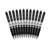 得力 按动中性笔 签字笔0.5mm 软胶手柄 0.5mm 黑色按动中性笔 单位:单只 s01