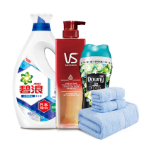 沙宣裸感无硅油洗发水+碧浪当妮护衣组合+洁丽雅毛巾浴巾 高端居家套装