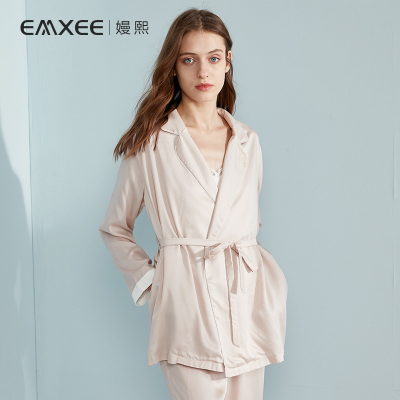 嫚熙(EMXEE) 月子服奥地利天丝睡袍套装春夏款产妇睡衣