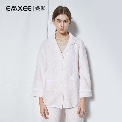 嫚熙(EMXEE) 月子服睡袍产后春秋孕妇哺乳怀孕期空气棉睡袍