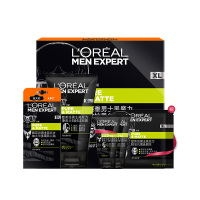 欧莱雅(LOREAL)男士黑魔力套组(洁面膏 150ml+黑头贴6片+面膜5片+赠品:面膜*3+洁面膏50ml*2)