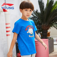 清仓李宁童装男童T恤纯棉2019夏新款儿童短袖休闲半袖T恤文化衫
