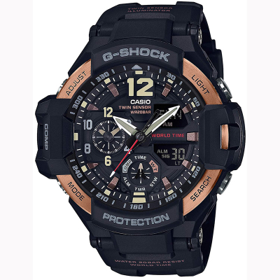 卡西欧(CASIO) G-SHOCK YOUTH男士200m防水运动时尚数字电子表男 黑金色 GA-1100RG-1A