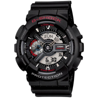 卡西欧(CASIO) G-SHOCK YOUTH男士200m防水数字运动时尚电子表男 黑红 GA-110-1A