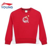 李宁童装男女童卫衣猪猪年新款儿童上衣套头无帽卫衣