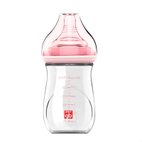 gb好孩子 仿母乳实感宽口径新生儿玻璃奶瓶180ml粉红*1