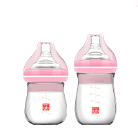 gb好孩子新生儿奶瓶玻璃奶瓶 婴儿防胀气奶瓶出奶顺畅玻璃奶瓶套装(粉红120ml+180ml )*1