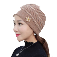 首冠 女款 冬季保暖 兔毛 护耳 针织毛线帽 B18216 颜色多选 (单位 :顶)