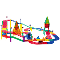 科博[磁幻交通 ]105件装彩窗透光磁力片玩具3岁以上儿童益智拼搭磁性构建积木磁性电动车轨道组合男孩女孩 23号陆续发出