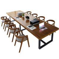 鑫环境 办公家具实木会议桌板式会议桌简约办公会议桌椅组合洽谈桌工业风大桌工作台餐桌