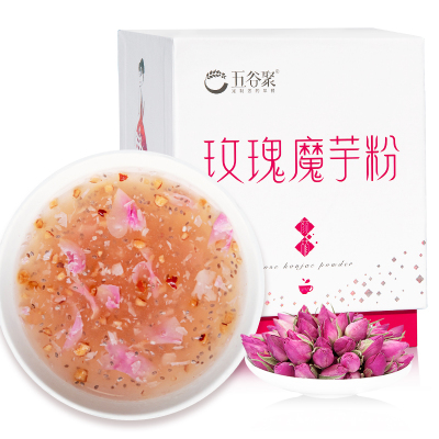 五谷聚 玫瑰魔芋粉 颜植系列 红枣奇亚籽早代餐粉150克(15X10)